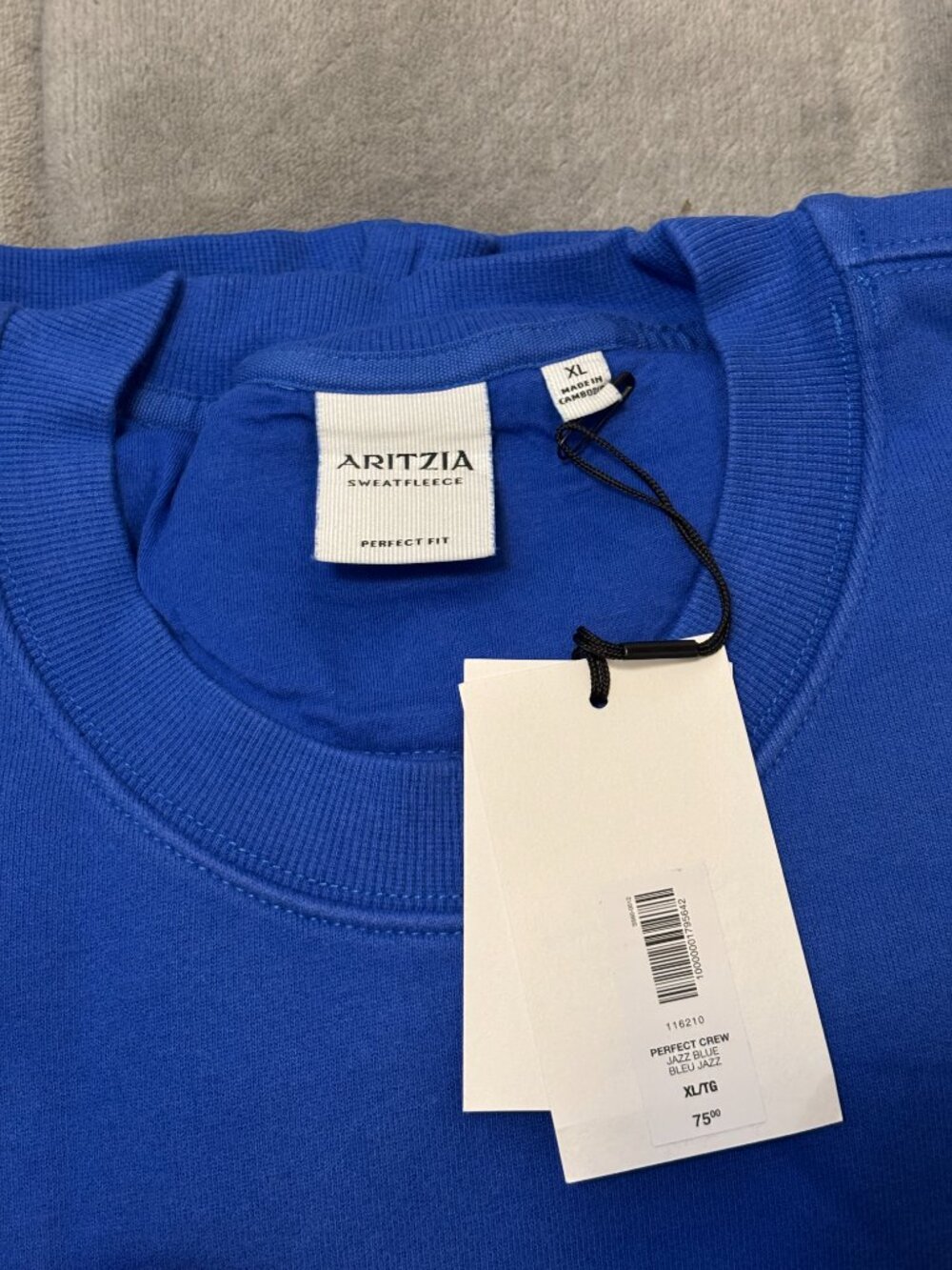 Aritzia Cozy Sweatfleece Perfect Crew Sweatshirt | Jazz Blue | Size XL, S - Picture 2 of 5